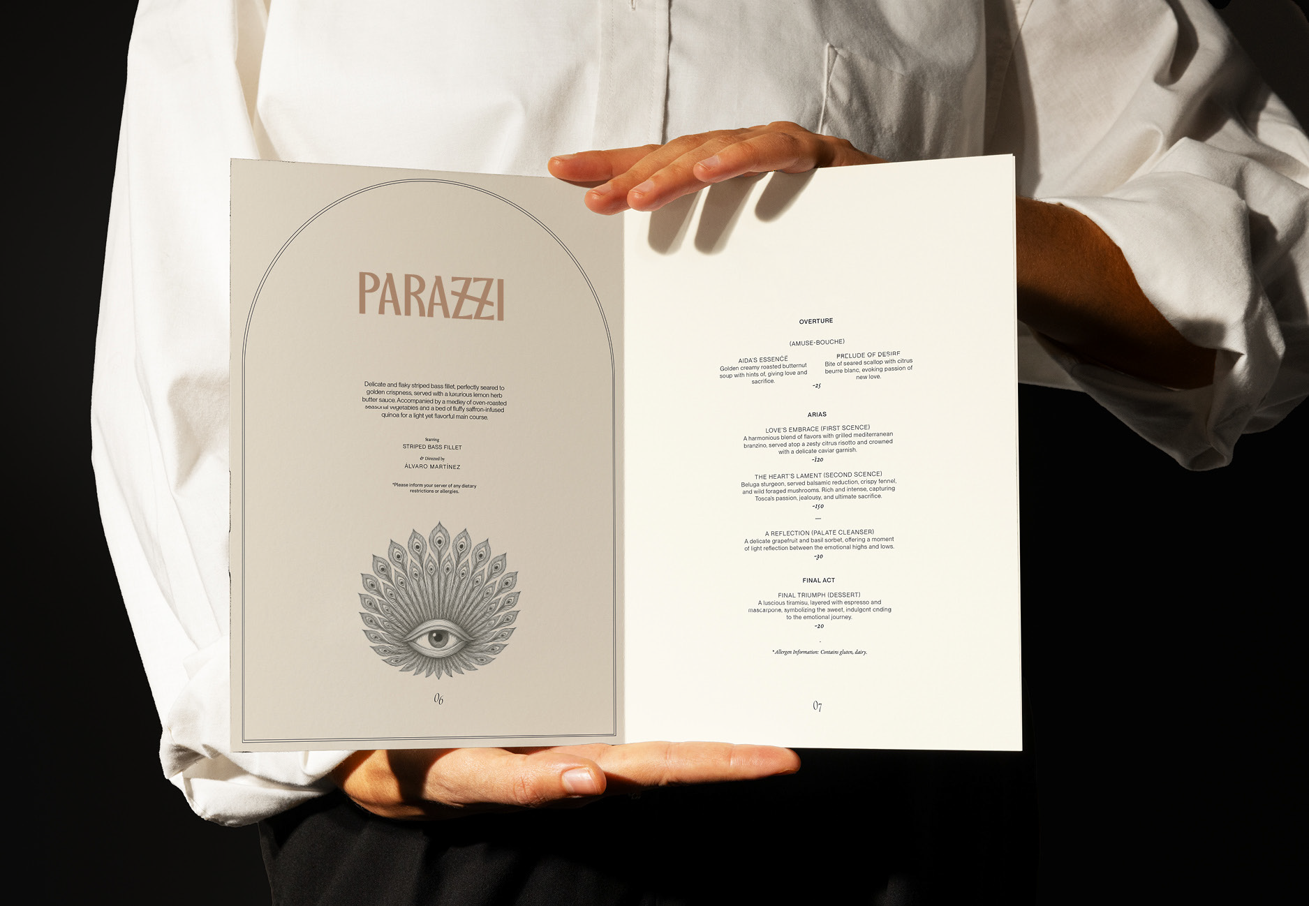 Parazzi Club restaurant menu design layout